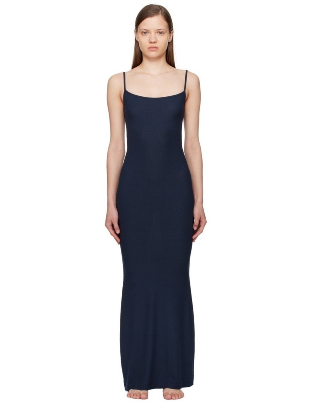 SKIMS Soft Lounge ribbed Long Slip Maxi Dress Size L navy blue